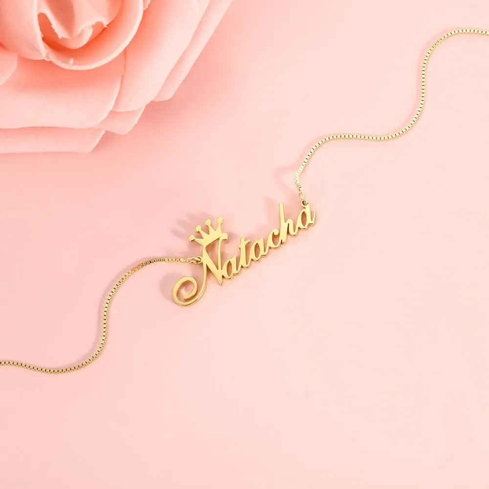 Personalized Women’s 925 Sterling Necklace with Engrave Nameplate Pendant, 3 Color Options, Classic Gift for Women