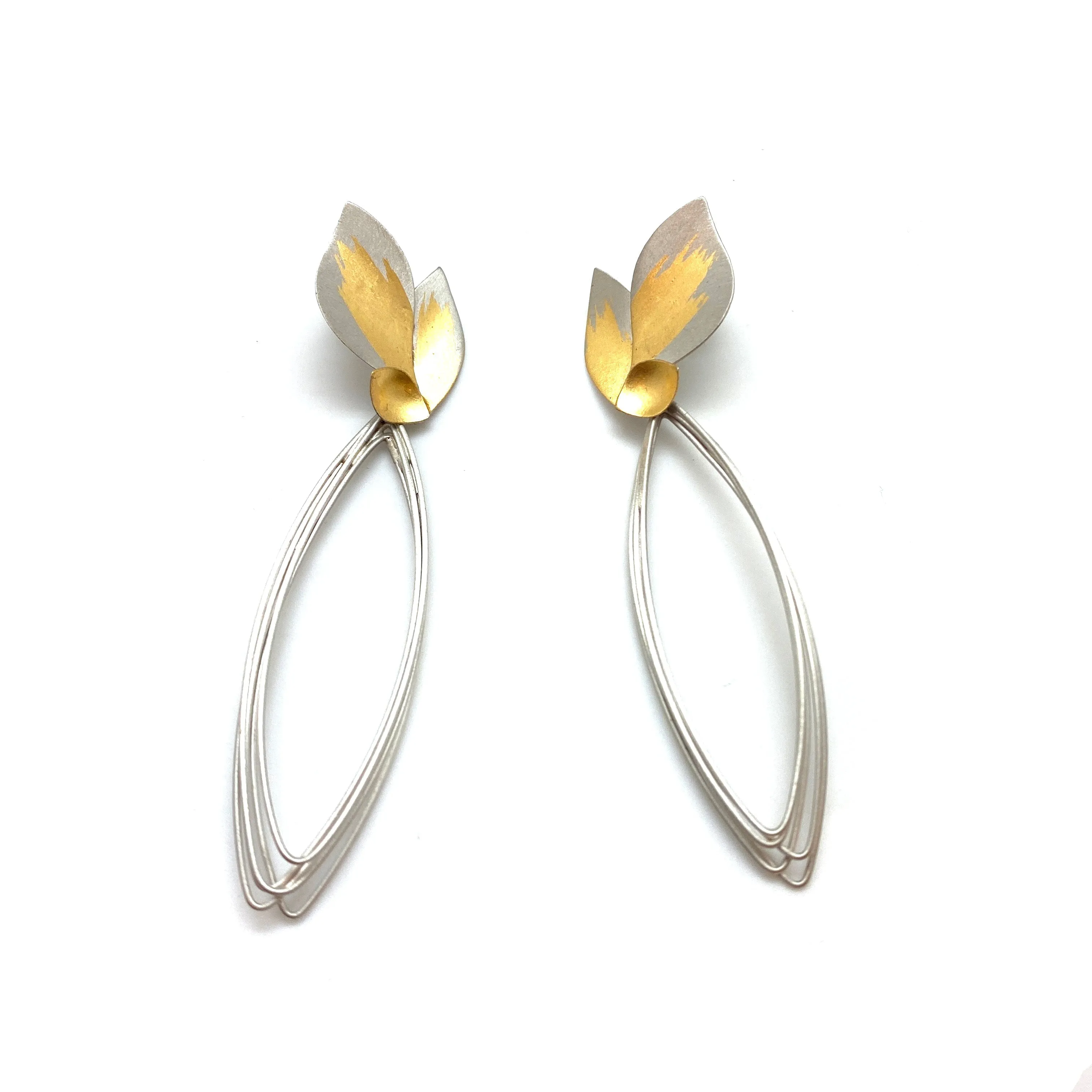 Petal and Ellipse Drop Earrings
