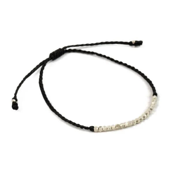 PHADUA / Karen Silver Bead Wax Cord Anklet