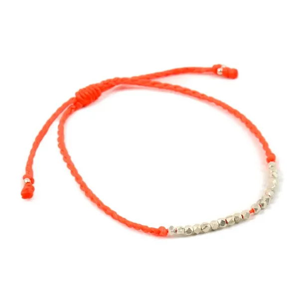 PHADUA / Karen Silver Bead Wax Cord Anklet