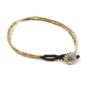 PHADUA / Karen Silver Beads Brass Double Cord Anklet
