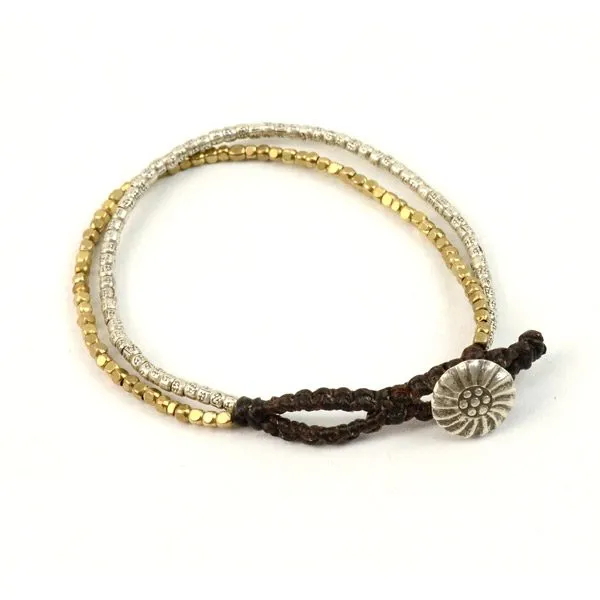 PHADUA / Karen Silver Beads Brass Double Cord Anklet