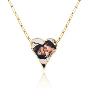 Photo Engraved Heart Necklace w/ 18" Chain Included Jewelry