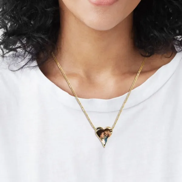 Photo Engraved Heart Necklace w/ 18" Chain Included Jewelry