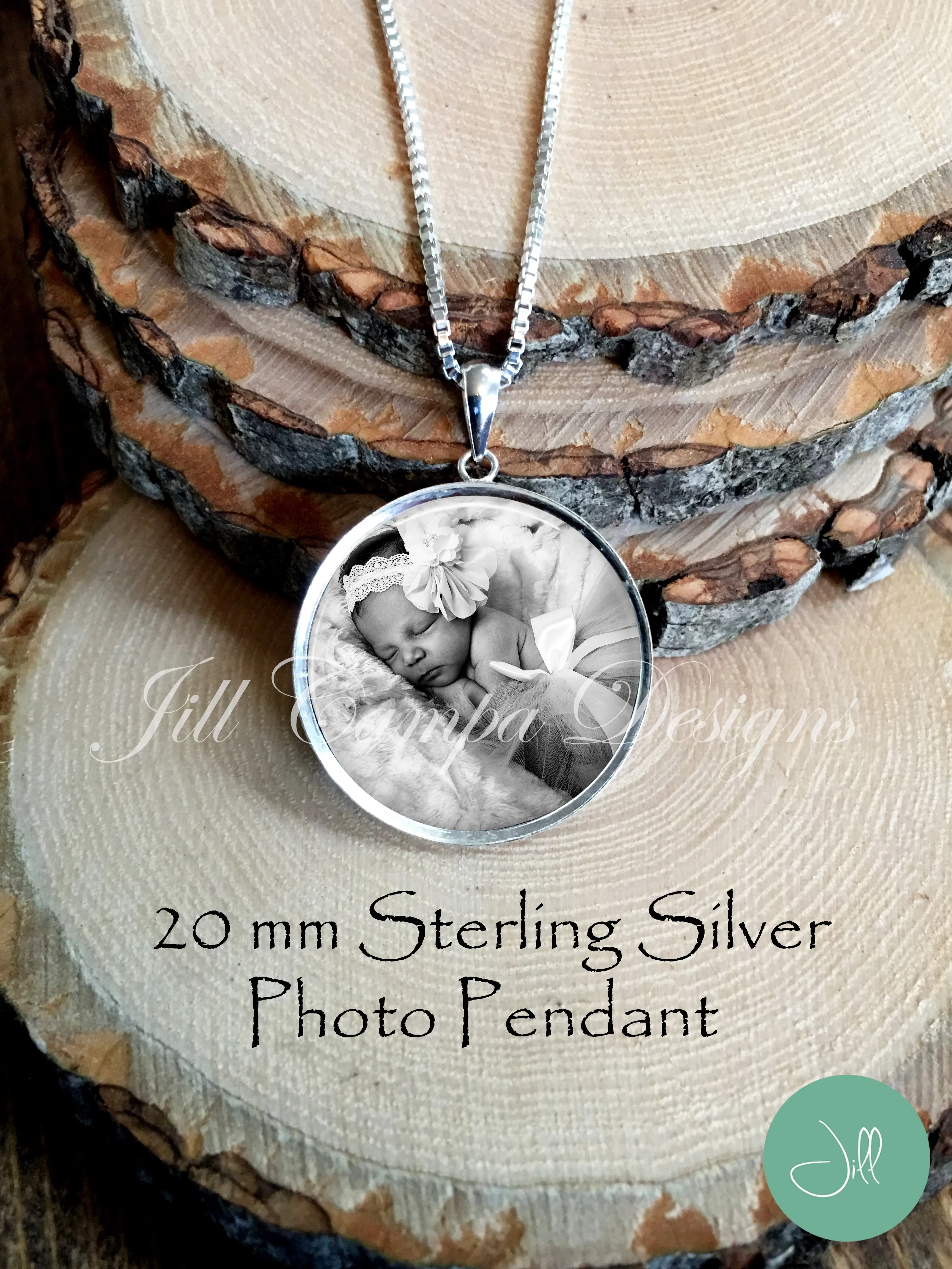 Photo necklace, sterling silver, petite