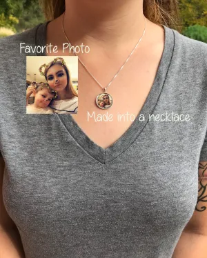 Photo necklace, sterling silver, petite
