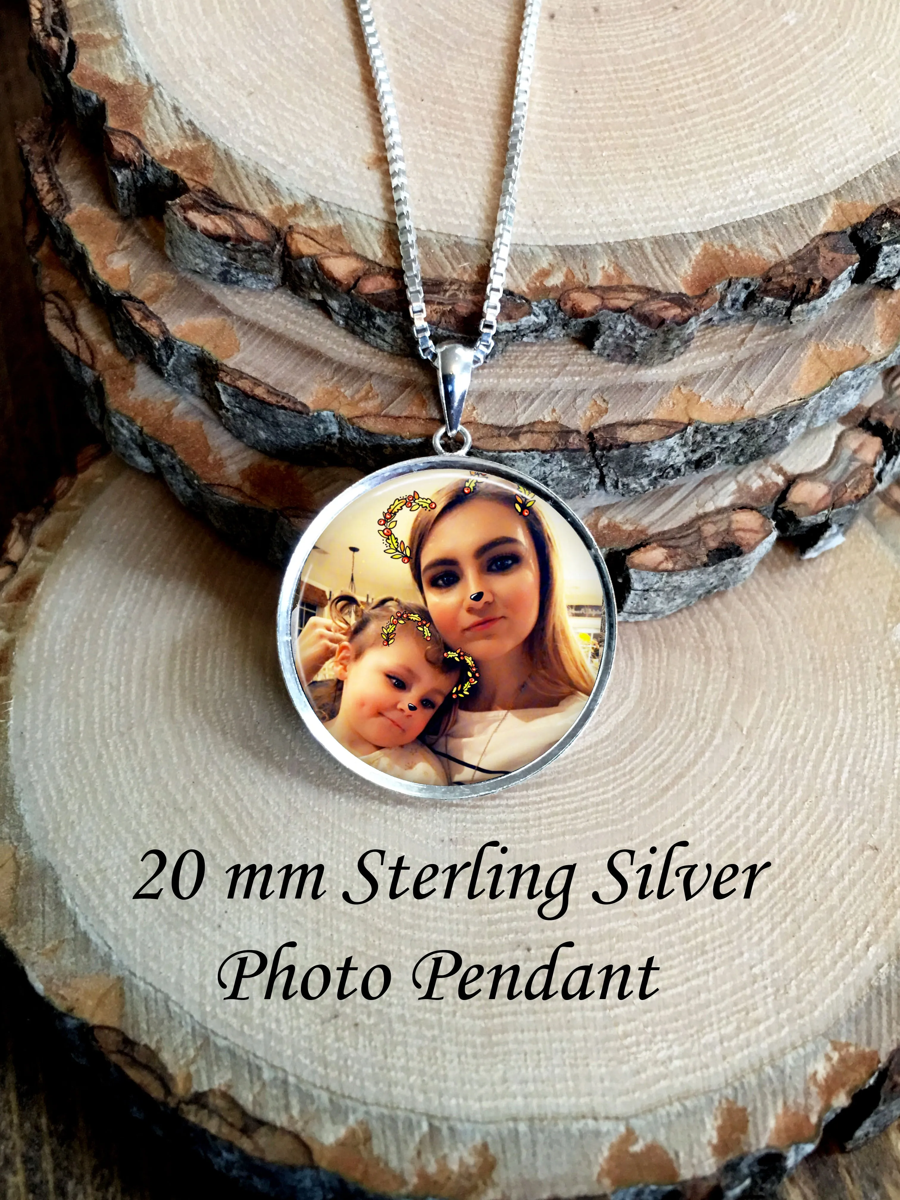 Photo necklace, sterling silver, petite