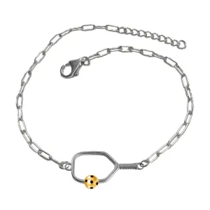 Pickleball Anklet | Open Paddle Stainless Two Tone