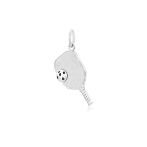 Pickleball Pendant / Charm | Paddle & Ball in White Gold