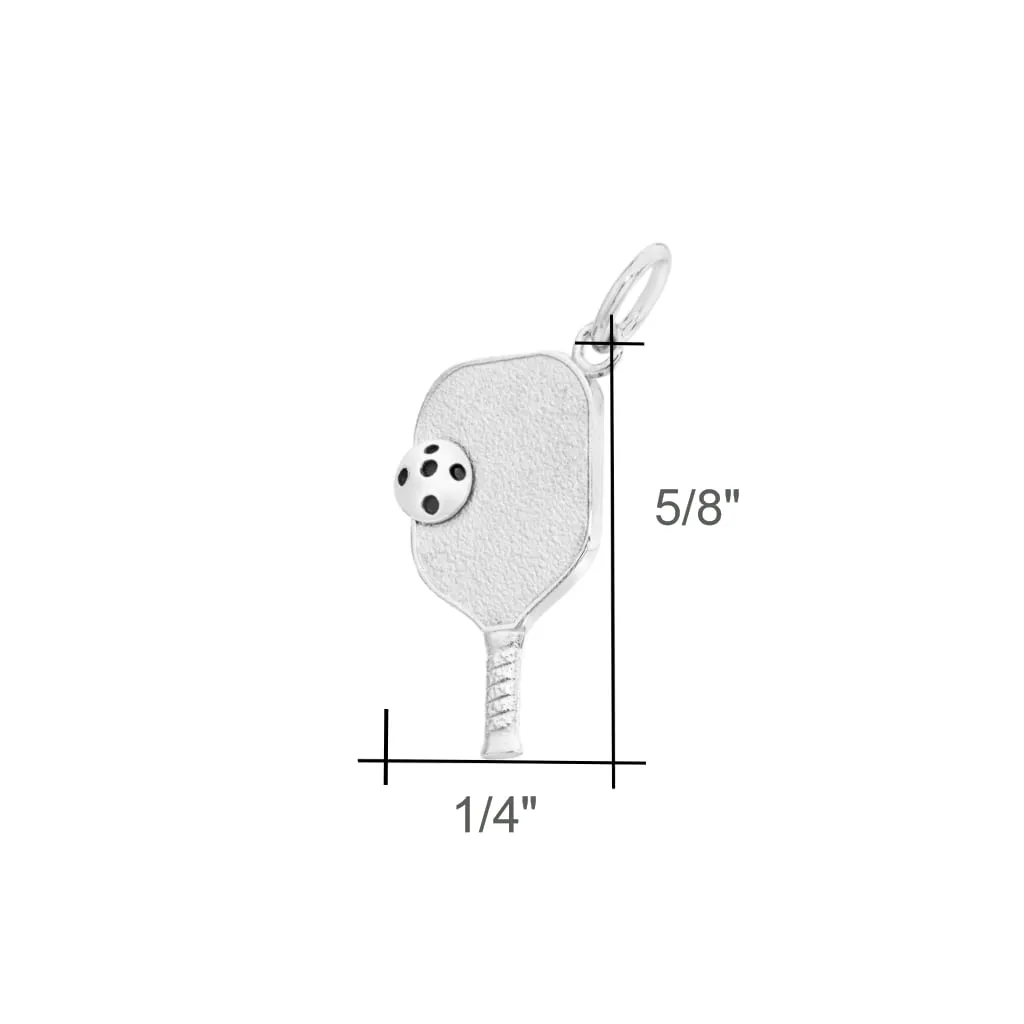 Pickleball Pendant / Charm | Paddle & Ball in White Gold