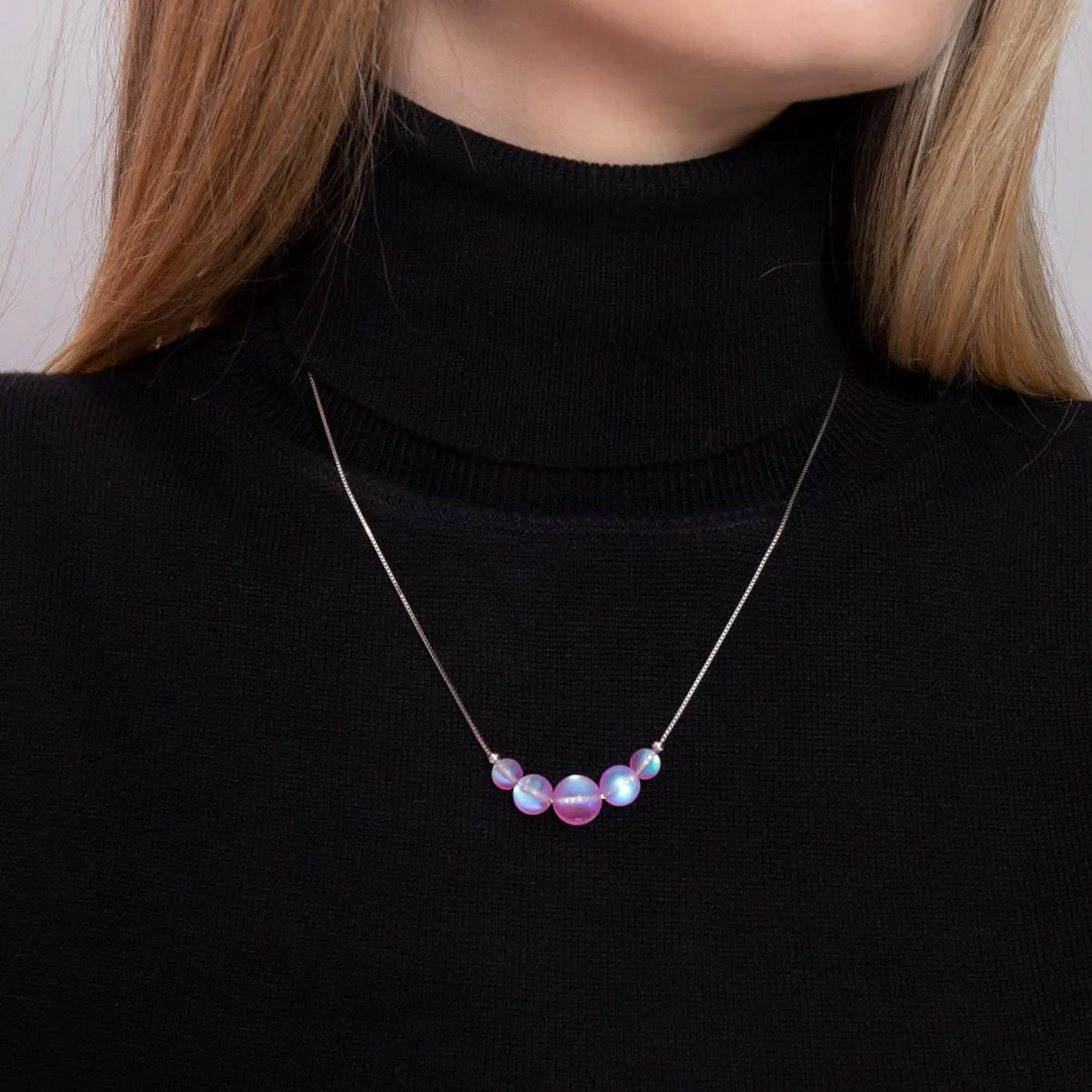 Pink | .925 Sterling Silver | Mermaid Glass Infinity Clasp Anklet