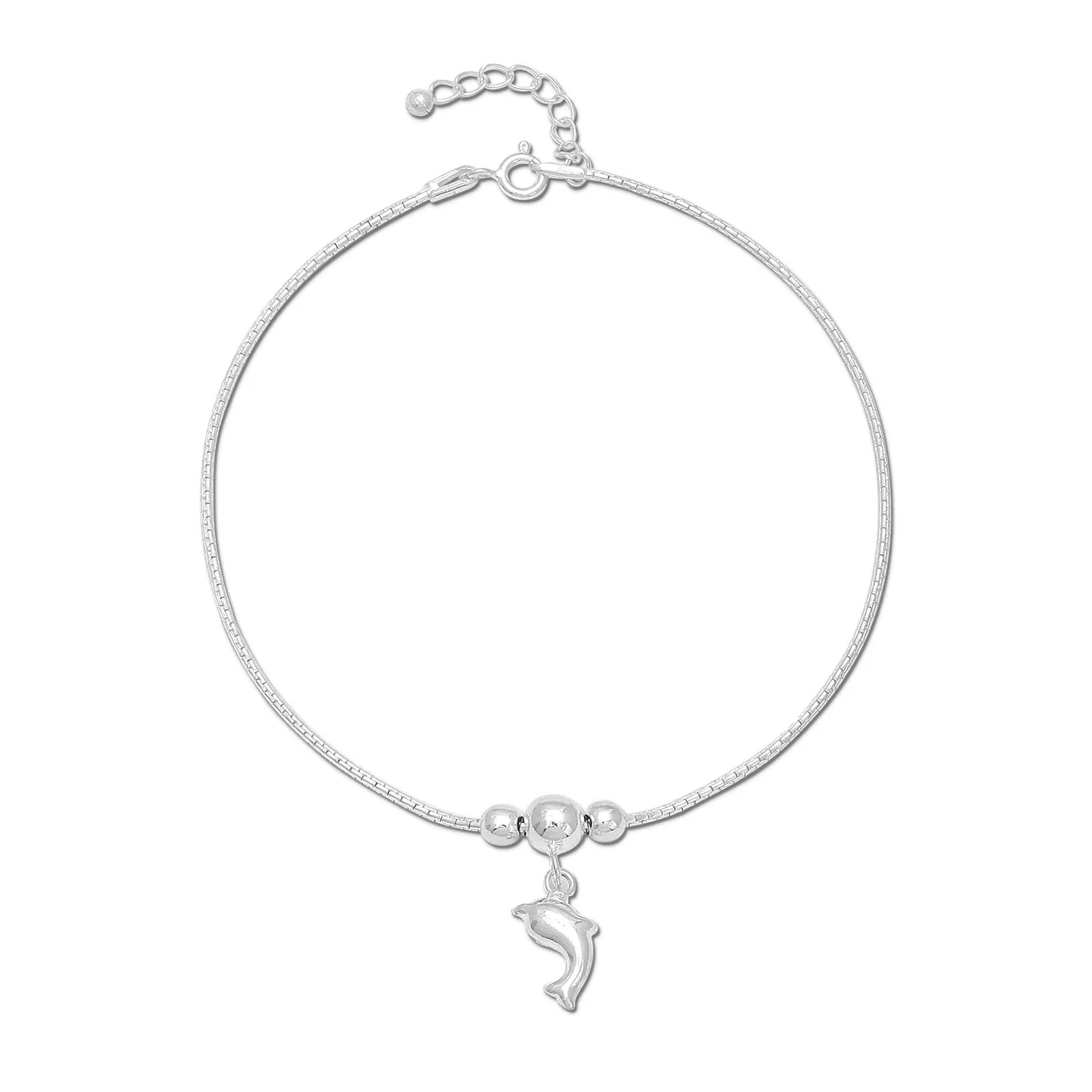 Pure Silver Anklets - Ocean Breeze Dolphin Allure