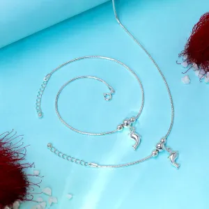 Pure Silver Anklets - Ocean Breeze Dolphin Allure