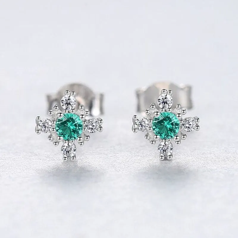 Purple Amethyst Gemstone Stud Earrings Silver For Women Wedding Jewelry