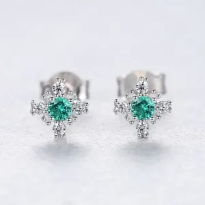 Purple Amethyst Gemstone Stud Earrings Silver For Women Wedding Jewelry