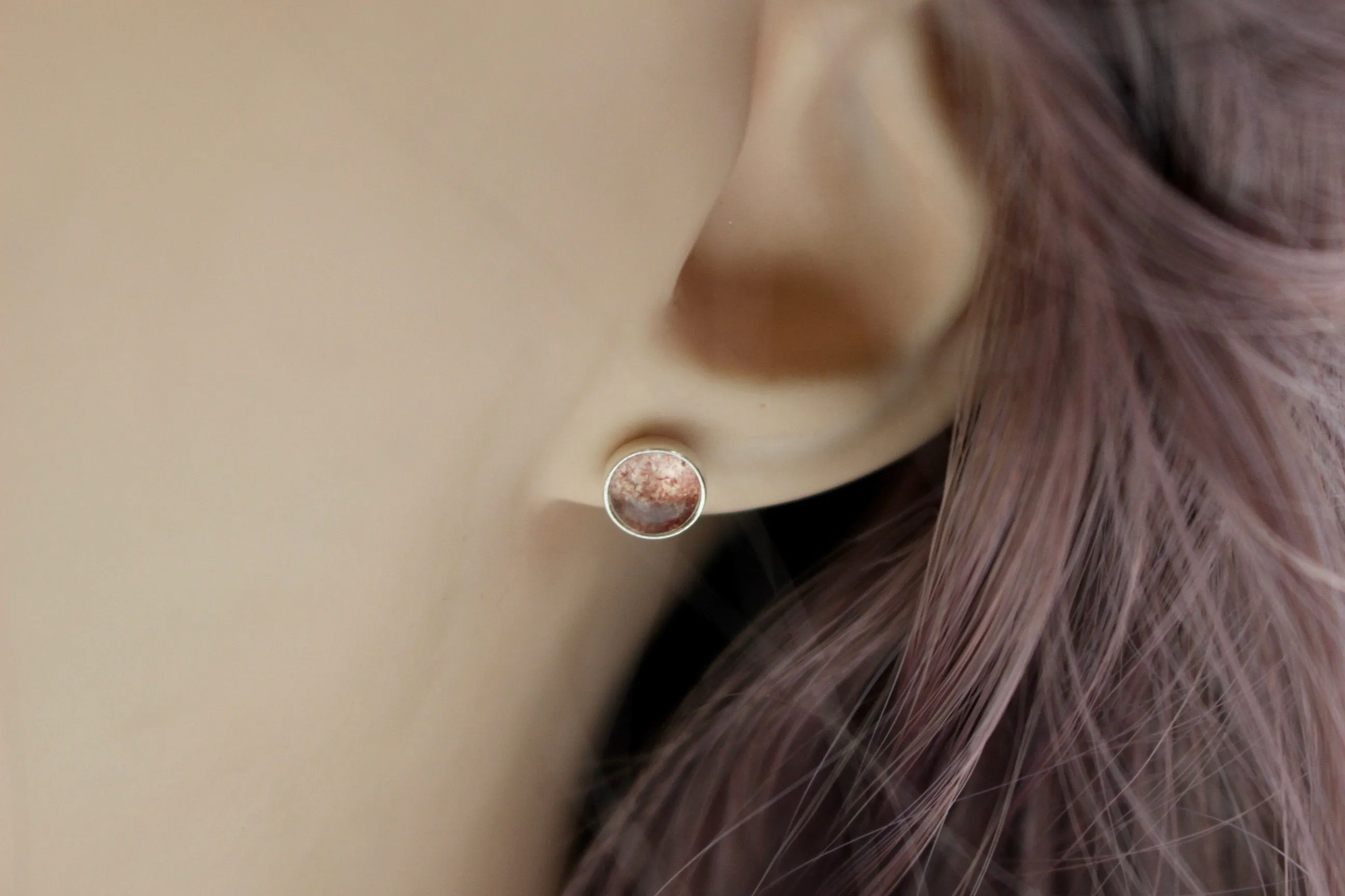 Quartz Earrings sterling silver 6mm