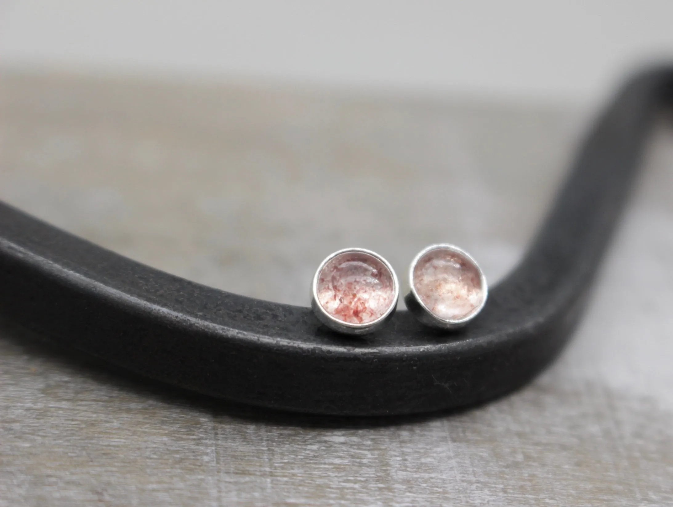 Quartz Earrings sterling silver 6mm