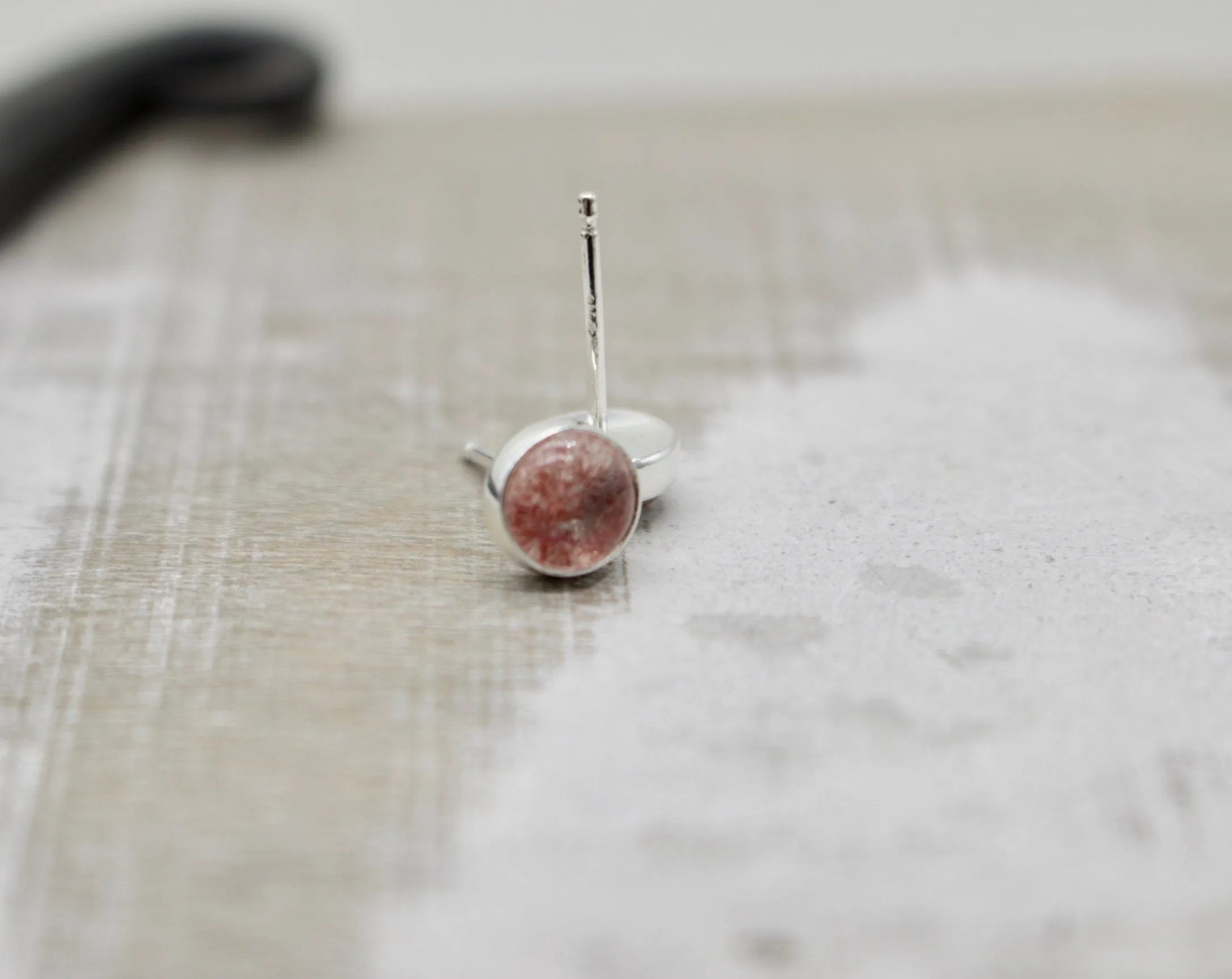 Quartz Earrings sterling silver 6mm