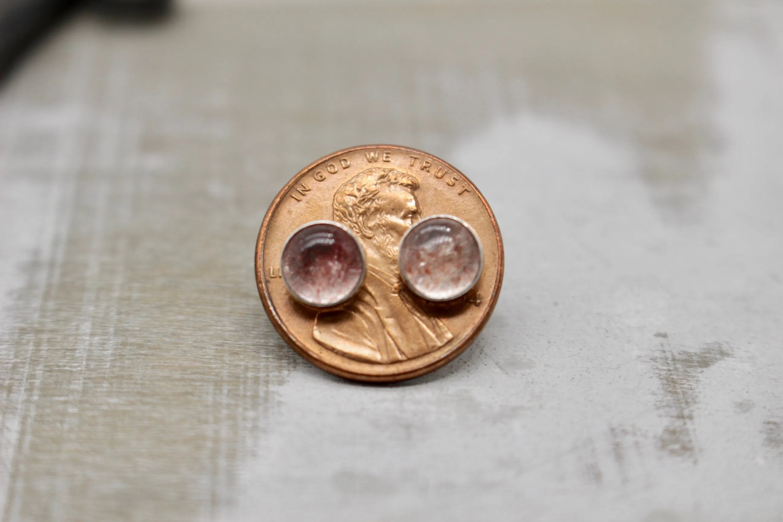 Quartz Earrings sterling silver 6mm