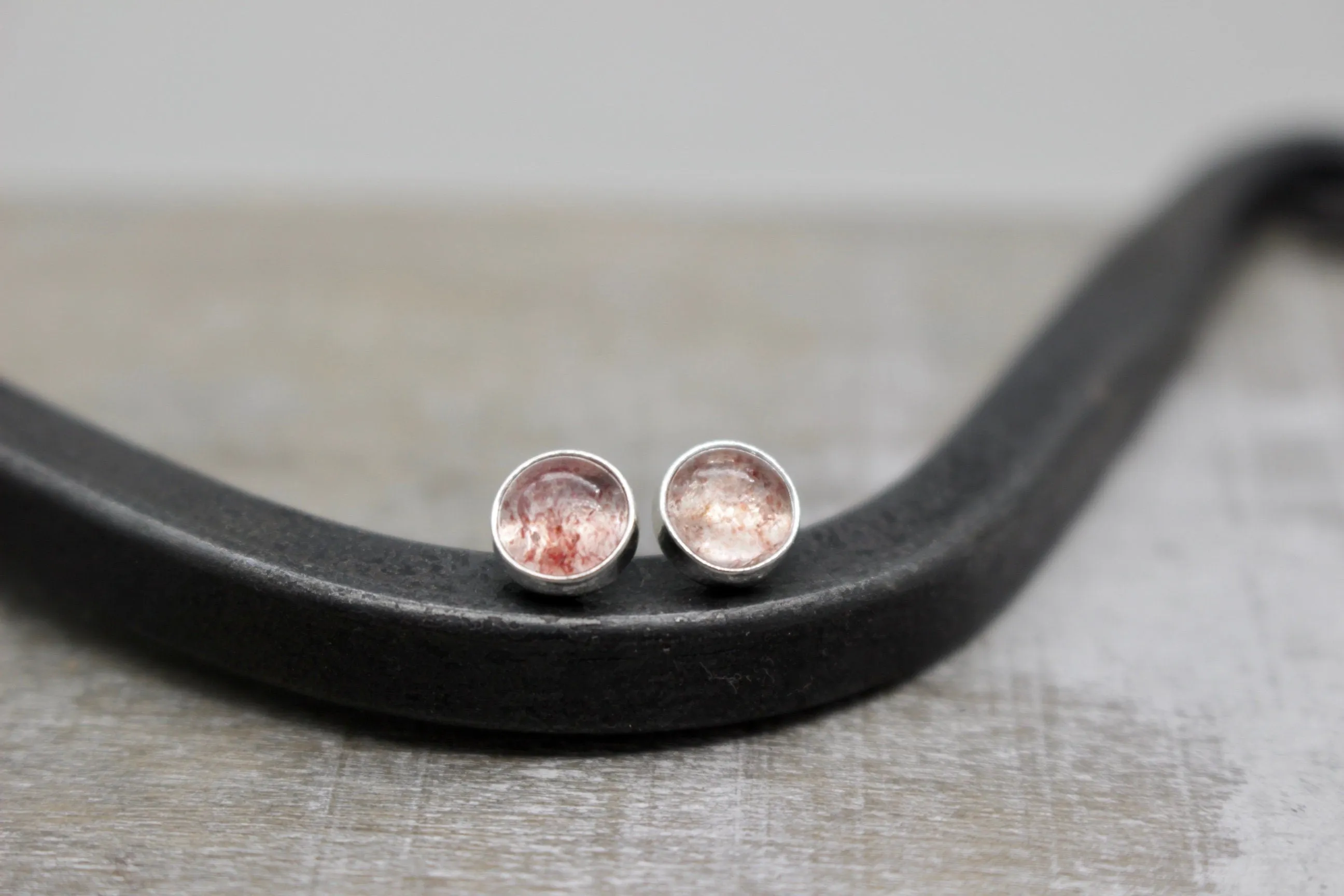 Quartz Earrings sterling silver 6mm