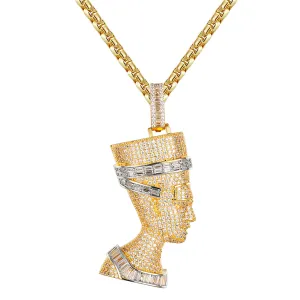 Queen Nefertiti Egyptian Pharaoh Baguette Hip Hop Pendant