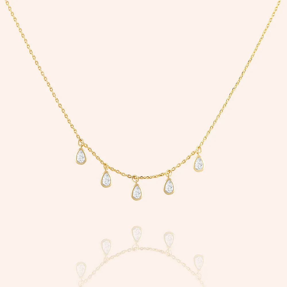 "Gleaming Droplets" 2.2CTW Bezel-Set Pear Cut Charms Necklace