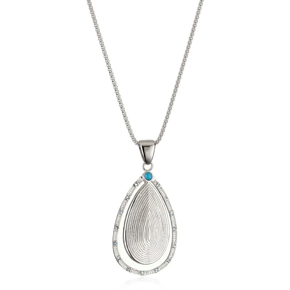 "Gypsy" Pave Round cut Teardrop Pendant Necklace
