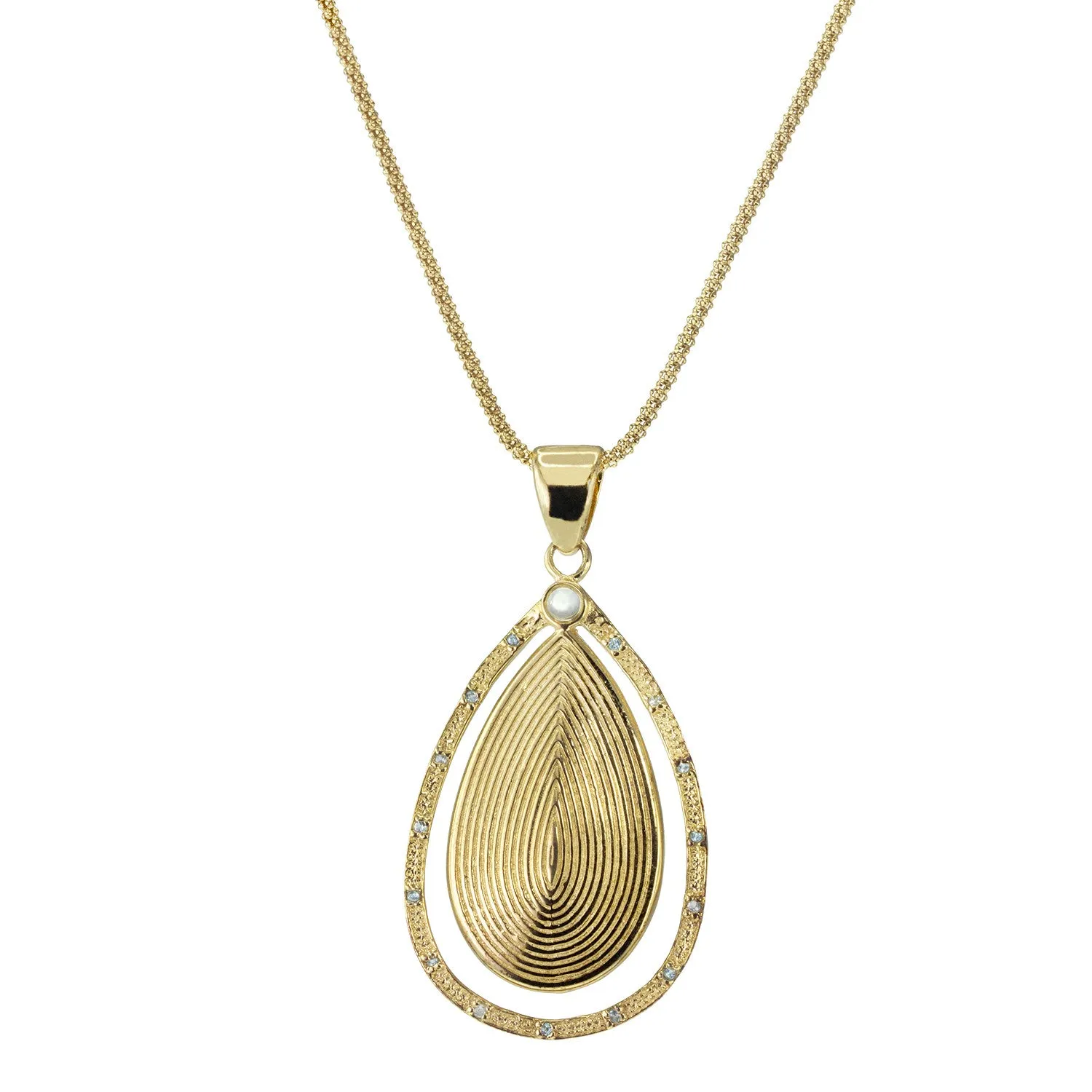 "Gypsy" Pave Round cut Teardrop Pendant Necklace