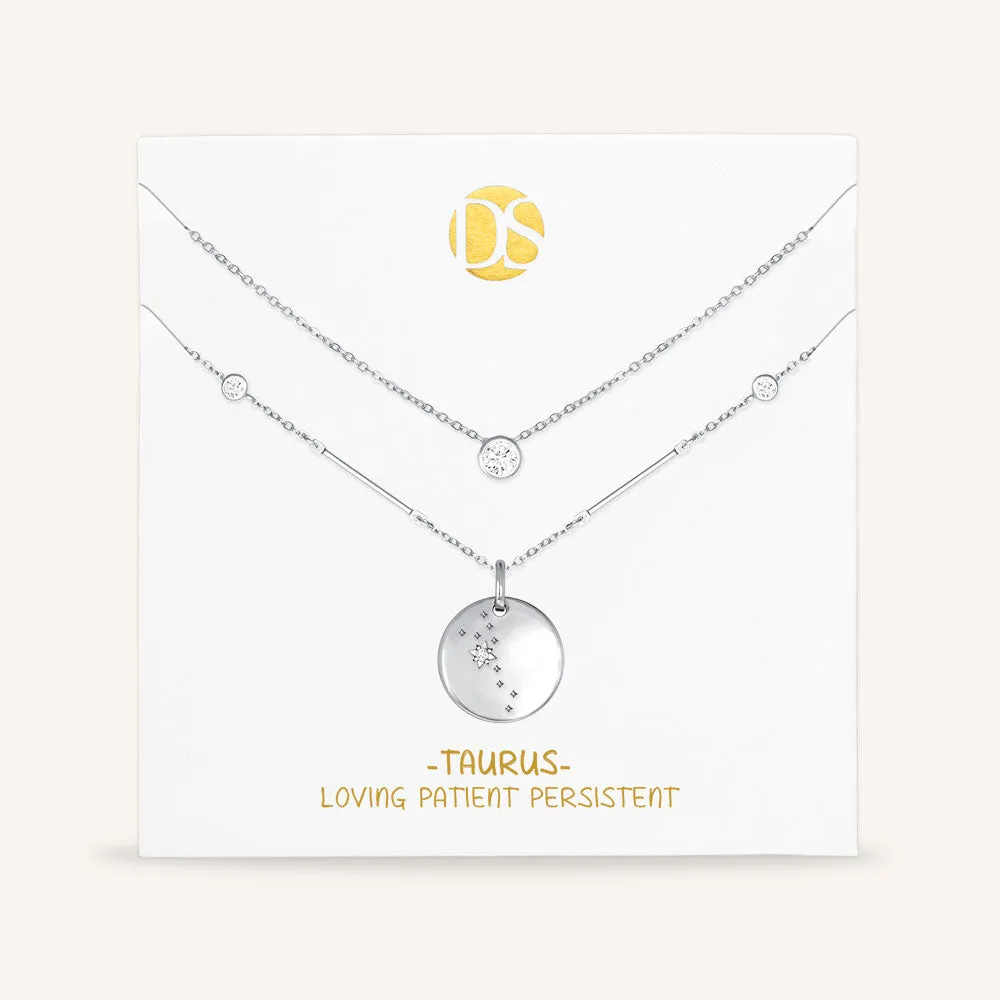 "Memory Maker" Set of Two Constellation Pendant & Solitaire Layering Necklaces