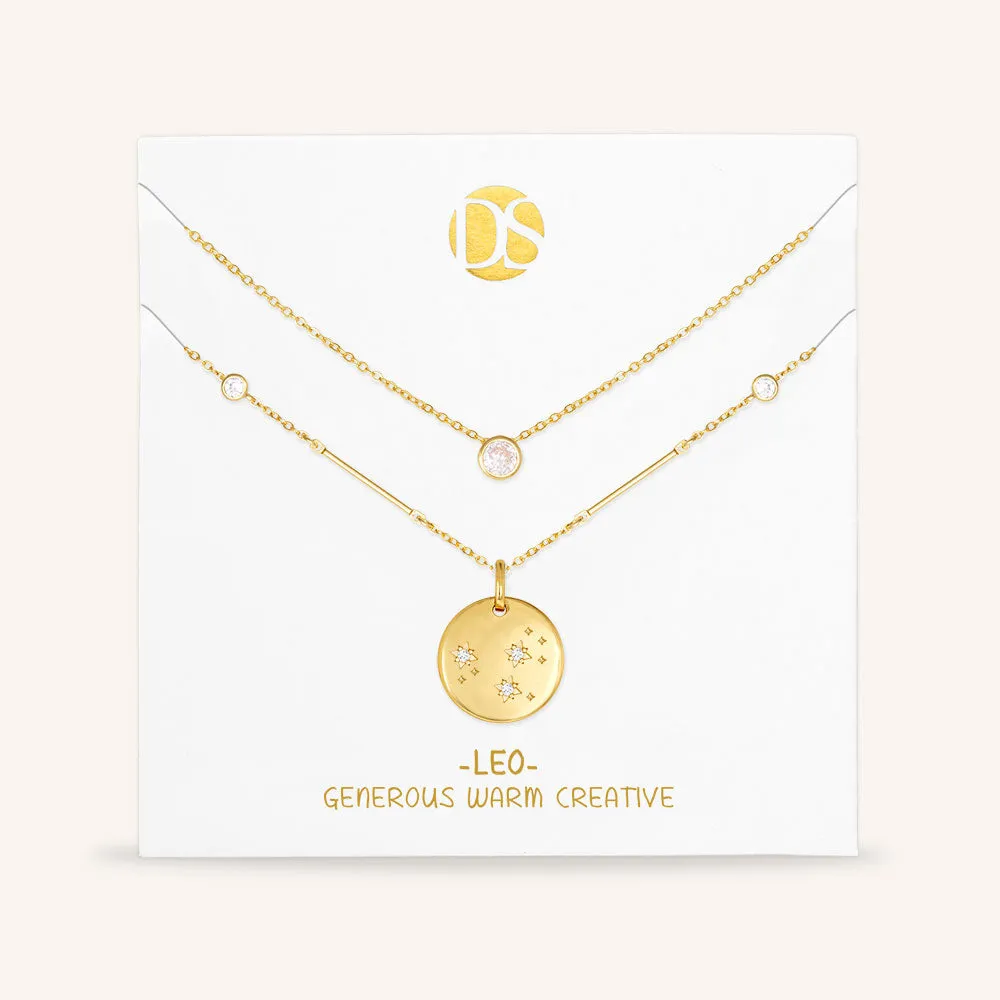"Memory Maker" Set of Two Constellation Pendant & Solitaire Layering Necklaces