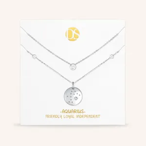 "Memory Maker" Set of Two Constellation Pendant & Solitaire Layering Necklaces