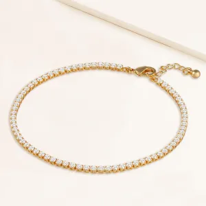 "Now and Forever" 4.1CTW Prong- Set Round Cut Tennis Anklet - Gold