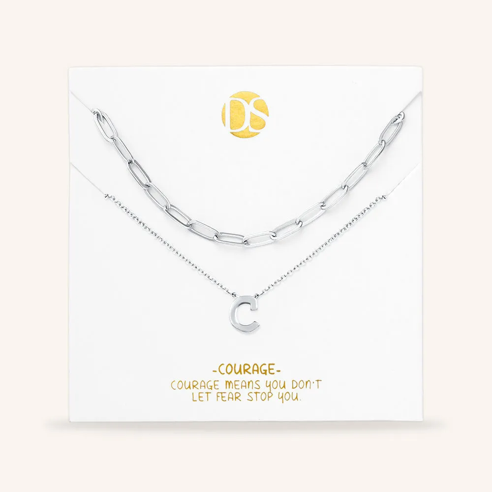 "One in a Million" Set of Two Initial & Clip Chain Layering Necklaces