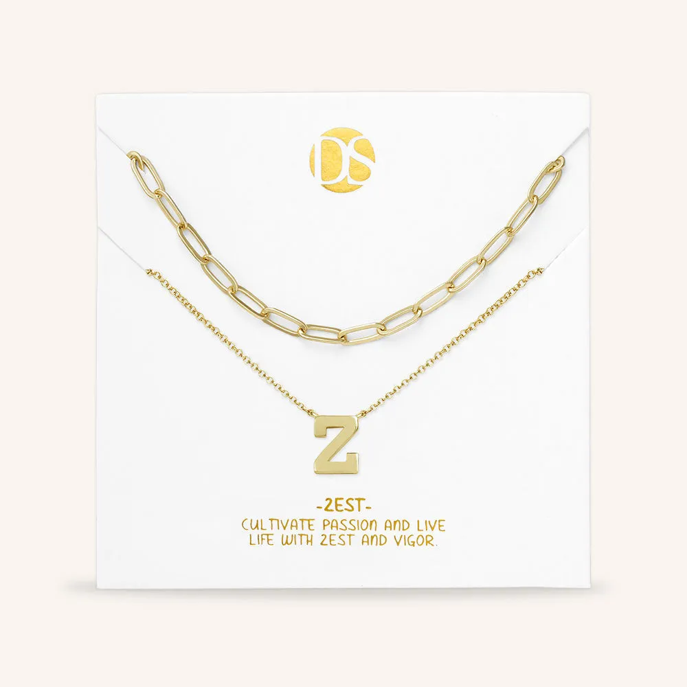 "One in a Million" Set of Two Initial & Clip Chain Layering Necklaces