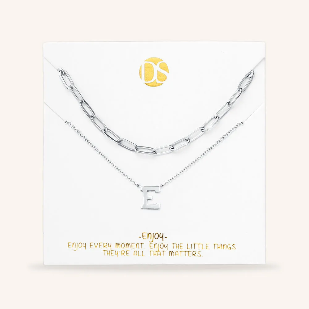 "One in a Million" Set of Two Initial & Clip Chain Layering Necklaces