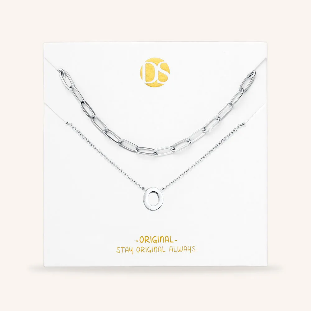 "One in a Million" Set of Two Initial & Clip Chain Layering Necklaces