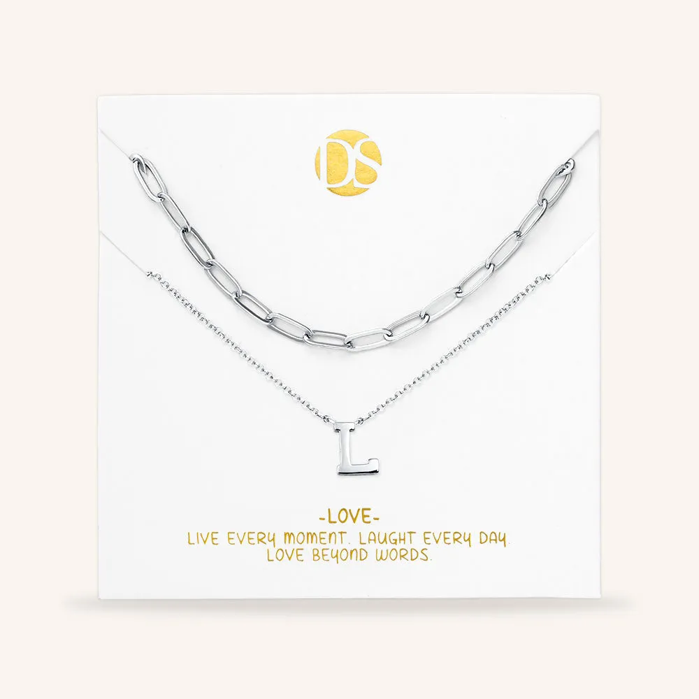 "One in a Million" Set of Two Initial & Clip Chain Layering Necklaces