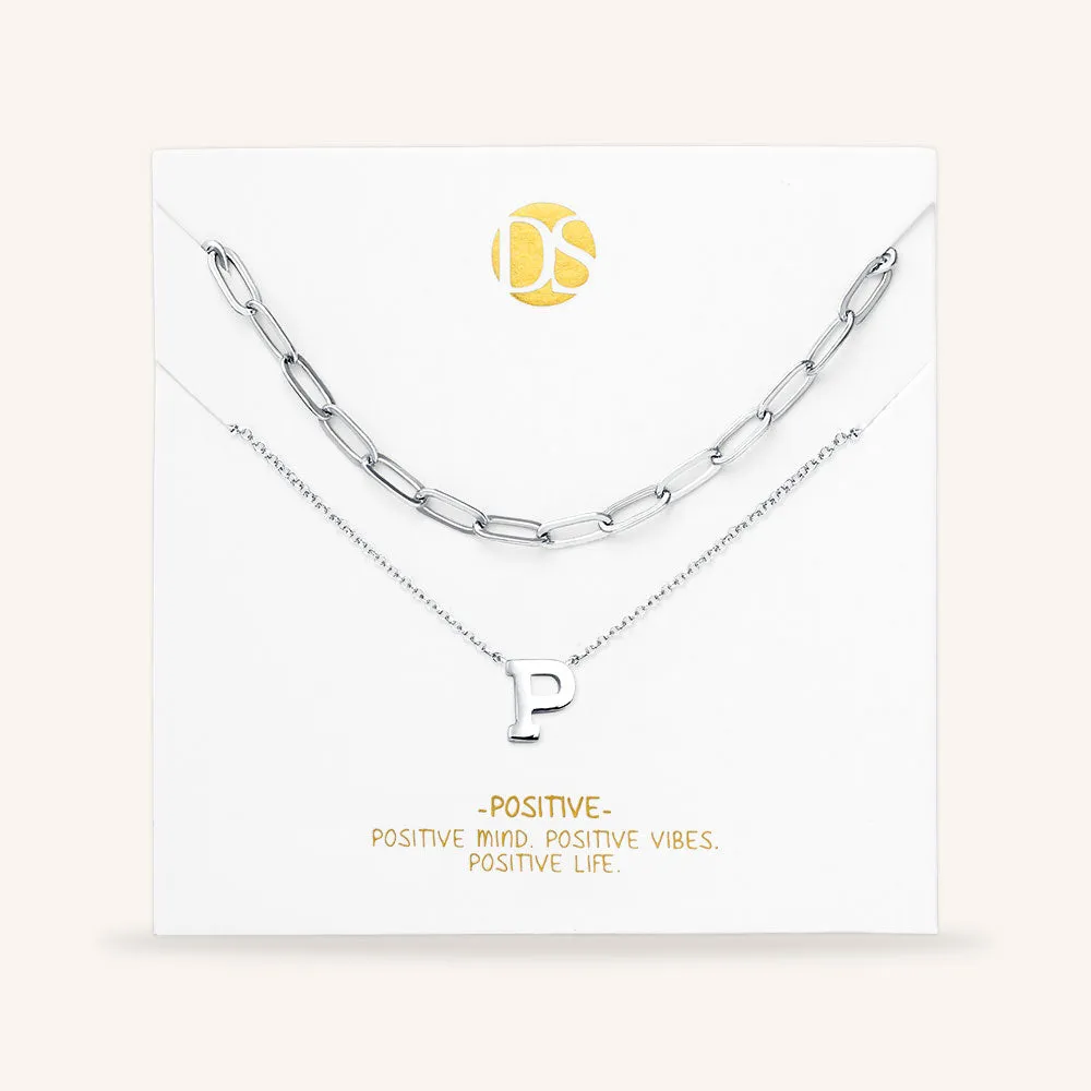 "One in a Million" Set of Two Initial & Clip Chain Layering Necklaces