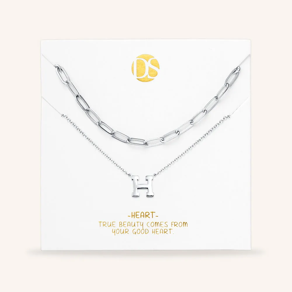 "One in a Million" Set of Two Initial & Clip Chain Layering Necklaces