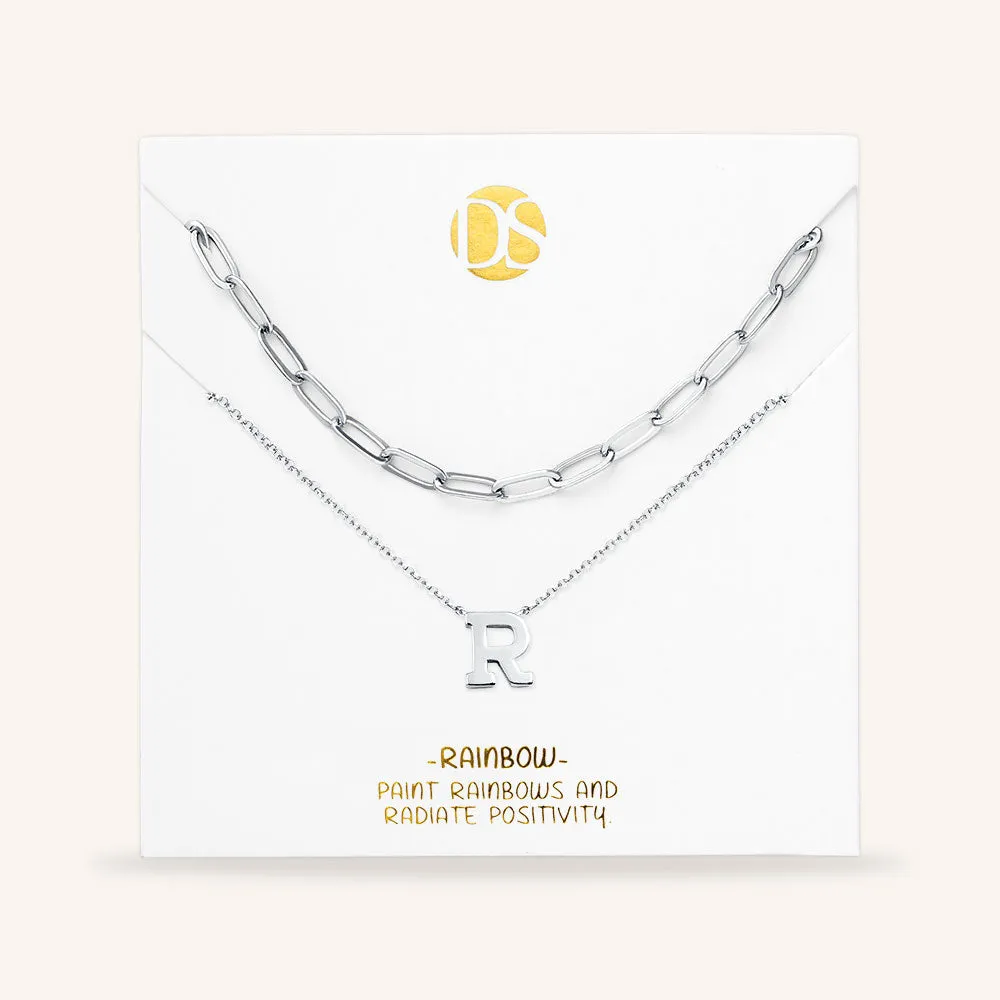 "One in a Million" Set of Two Initial & Clip Chain Layering Necklaces