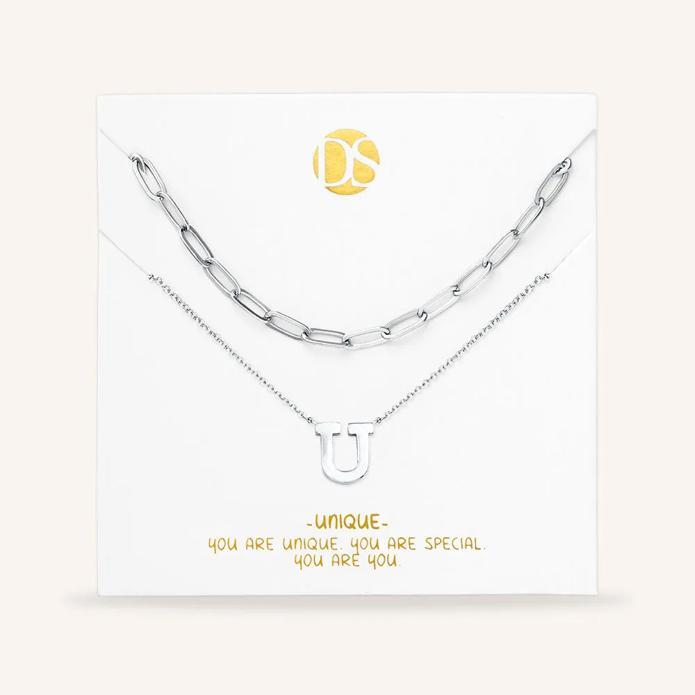 "One in a Million" Set of Two Initial & Clip Chain Layering Necklaces