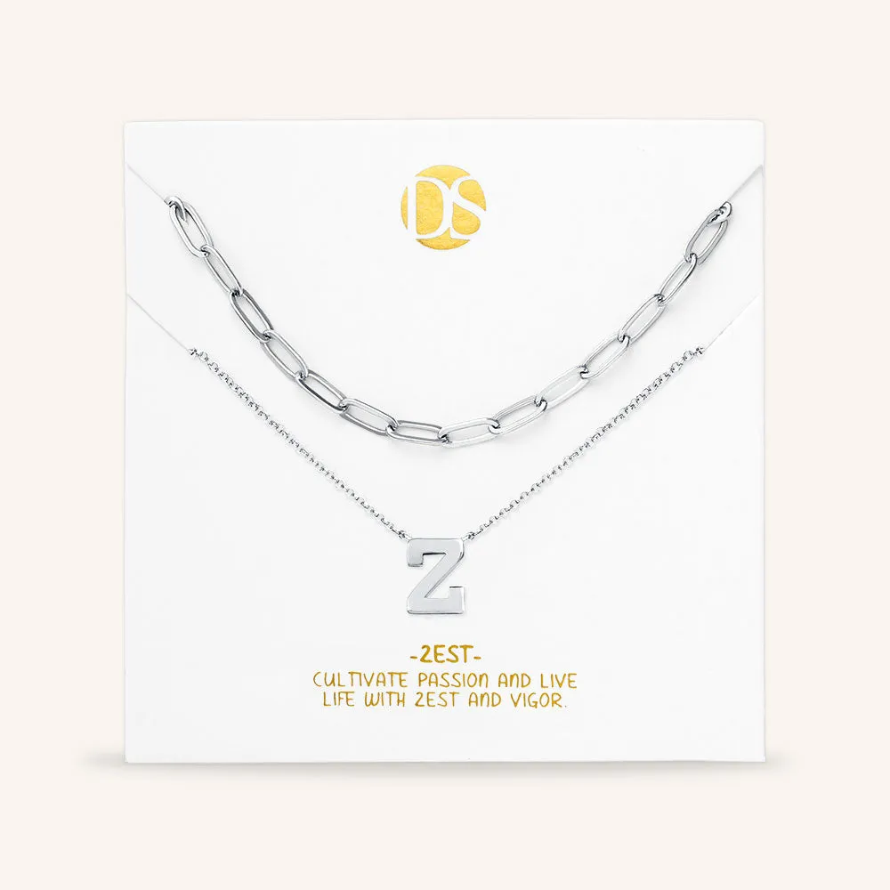 "One in a Million" Set of Two Initial & Clip Chain Layering Necklaces