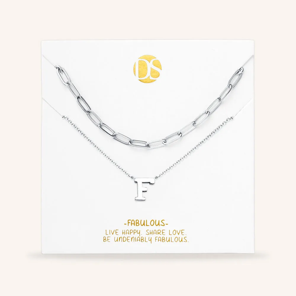 "One in a Million" Set of Two Initial & Clip Chain Layering Necklaces