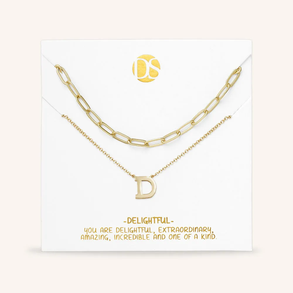 "One in a Million" Set of Two Initial & Clip Chain Layering Necklaces