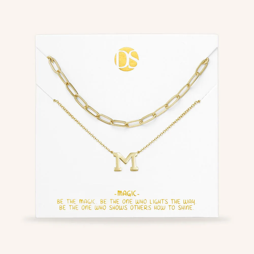 "One in a Million" Set of Two Initial & Clip Chain Layering Necklaces