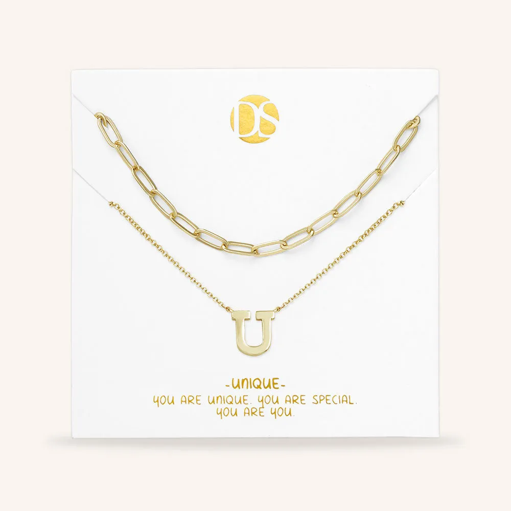 "One in a Million" Set of Two Initial & Clip Chain Layering Necklaces