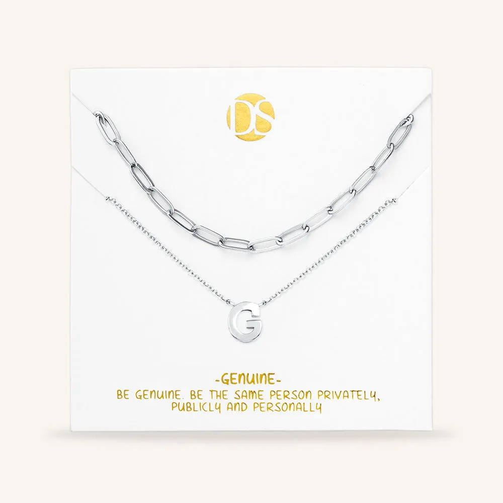 "One in a Million" Set of Two Initial & Clip Chain Layering Necklaces