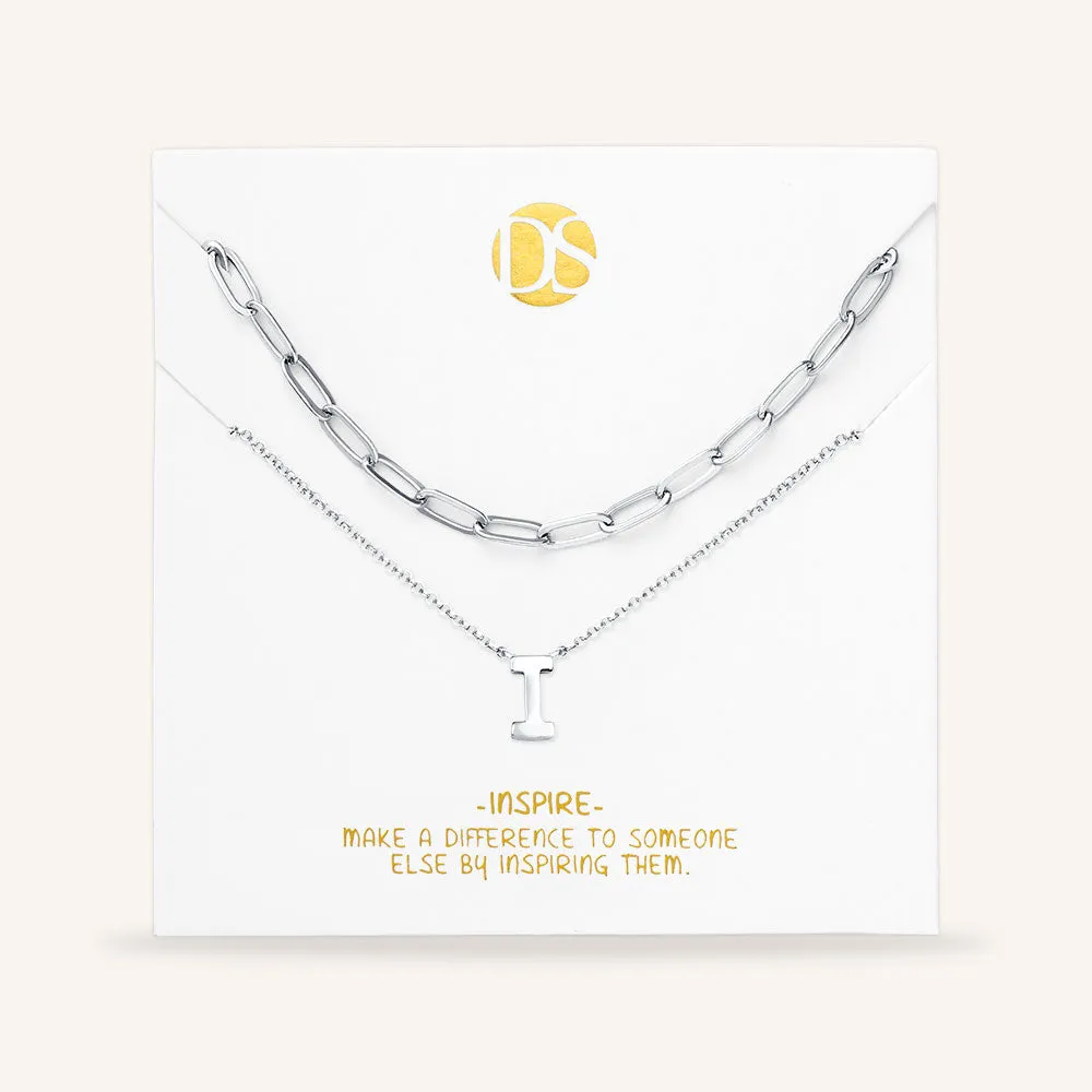 "One in a Million" Set of Two Initial & Clip Chain Layering Necklaces
