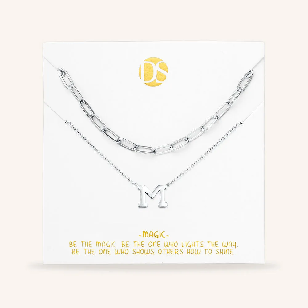 "One in a Million" Set of Two Initial & Clip Chain Layering Necklaces