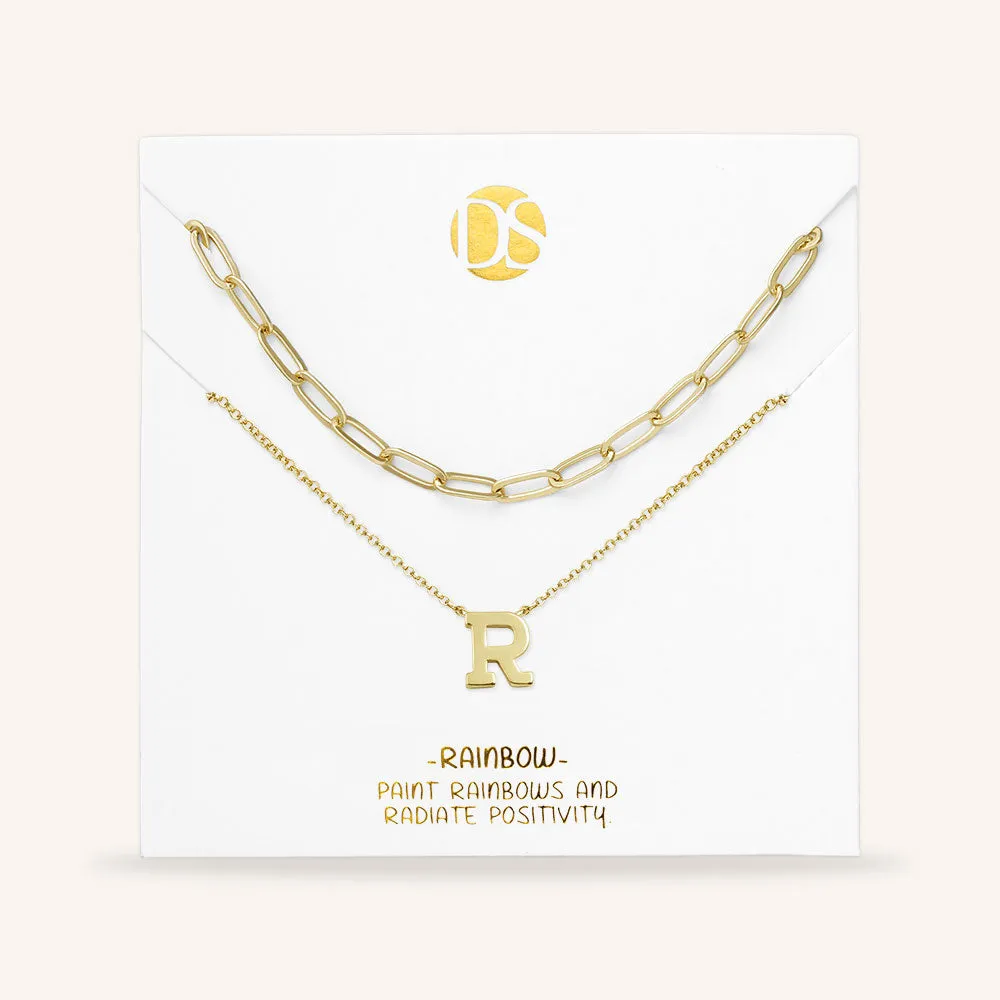 "One in a Million" Set of Two Initial & Clip Chain Layering Necklaces
